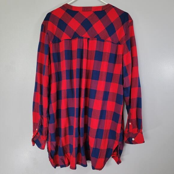 Gap Flannel Plaid Tunic Top Women XL Casual Country Western Cowgirl Preppy Cozy - Picture 3 of 8